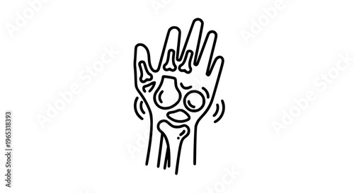 Modern arthritis outline icon with hand joint pain and inflammation medical symbol