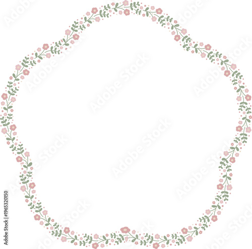 Ditsy floral flower frame template with small flowers, vector isolated, spring illustration.