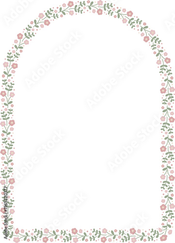 Ditsy floral window frame template with small flowers, vector isolated, spring illustration.