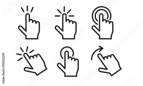 Hand Gesture Touch Icons Click Swipe Tap Interface UI UX Interaction Set