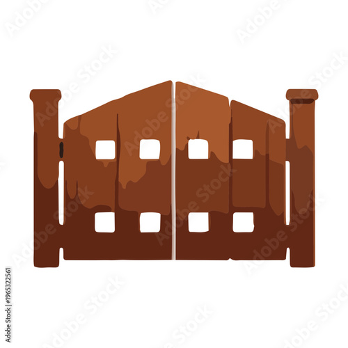 Wooden Gate Icon Isolated