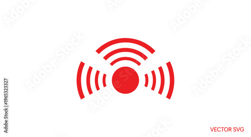 Red Wi-Fi Signal Icon: Wireless Network, Internet Connection, Broadcasting Waves