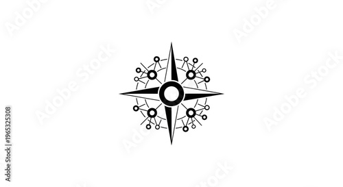 Abstract Compass Rose Icon on White Background