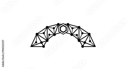 Abstract Geometric Arch Structure with Hexagon Center