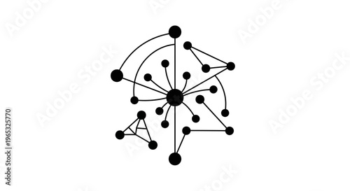 Abstract network connection and data flow visualization, geometric shapes, digital connections