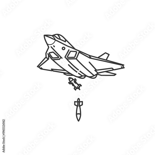 Modern Fighter Jet Dropping Bombs, Military Aircraft Illustration