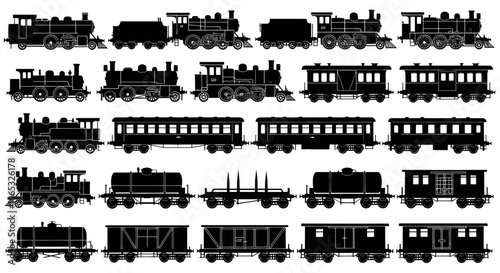 Vintage Steam Train Silhouettes Collection