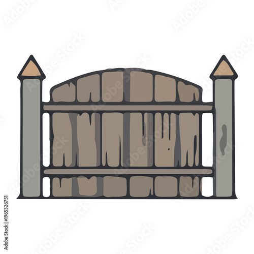 Wooden Fence Gate Illustration
