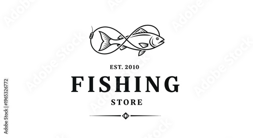 Vintage Fishing Store Logo with Intertwined Fish Design.