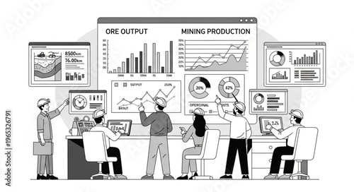 Mining Operations Control Room with Data Visualization and Analysis.