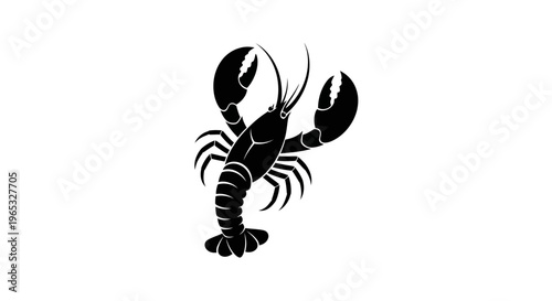 Black lobster silhouette on white background, vector illustration