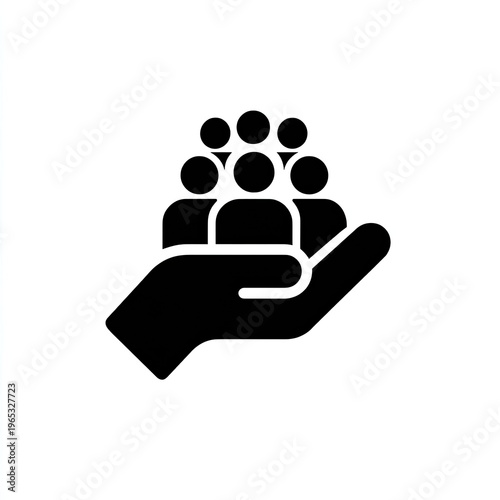 Hand holding a group of people, representing support