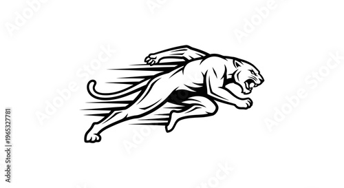 Black Panther Running Fast - Dynamic Silhouette Vector Art