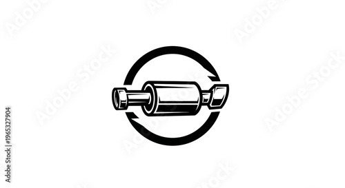 Car Exhaust Muffler Icon Symbol, Automotive Repair, Vintage Style