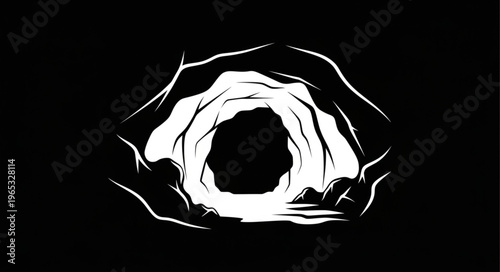 Monochromatic Cave Entrance - A Stark Portal to the Unknown.
