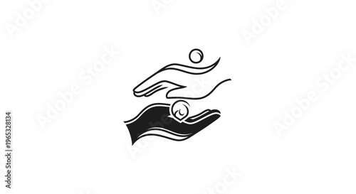 Caring hands icon, abstract human help symbol, concept of support and protection