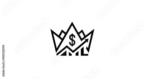 Crown with Dollar Sign and Upward Arrow: Symbolizing Financial Success and Growth
