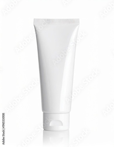 Clean White Cosmetics Tube Packaging With Flip Top Cap Isolated on White Background