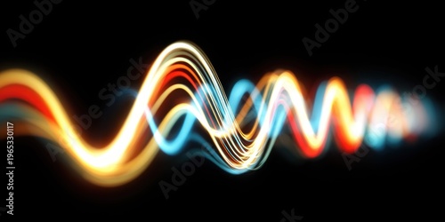 Abstract glowing light trails in vibrant colors against a dark background