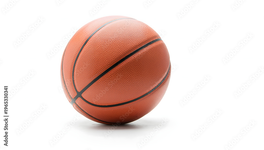 Fototapeta premium Classic orange basketball isolated on a clean white background, ready for the game.