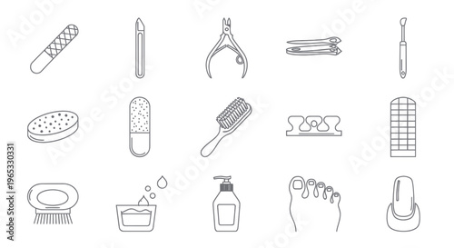 Pedicure Tools and Foot Care Icons Set