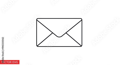Simple outline icon of an envelope on a white background, vector illustration