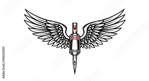 Tattoo Machine with Wings, Symbol of Art and Freedom