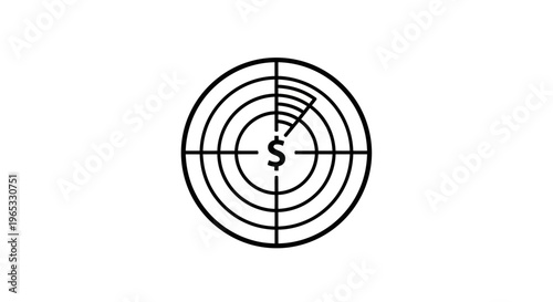 Dollar Sign Target Radar Screen - Financial Goal Concept