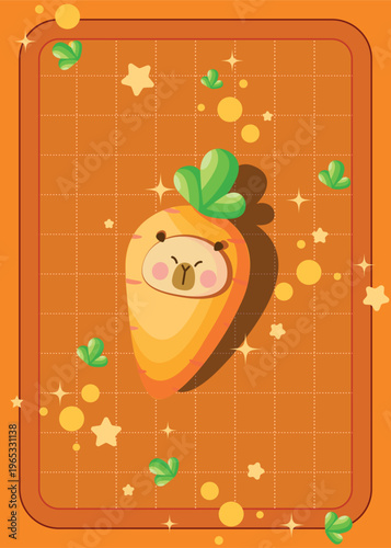 cute capybara in carrot costume 