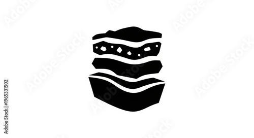 Monochrome illustration of layered geological strata with distinct textures.