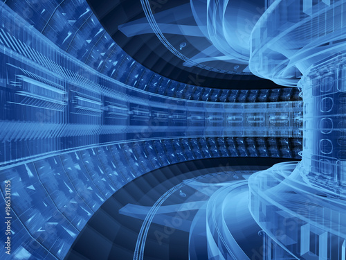 X-ray of smr or small modular nuclear fusion reactor core chamber inside