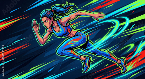 Abstract colorful vector background with Running and vibrant fun design