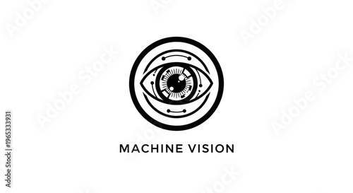 Machine Vision Logo with Eye and Circuits - Technology and AI Concept