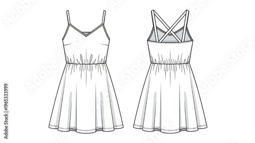 Fashion designer creates vector CAD design style dress patterns