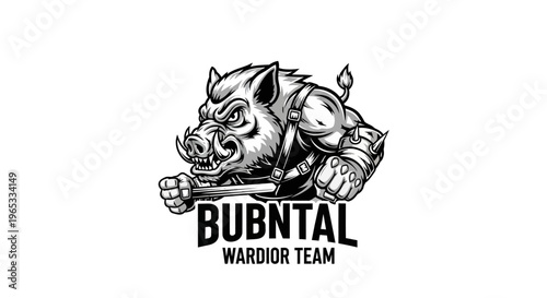 Mascot Wild Boar Warrior Team Logo, Fierce Animal Character
