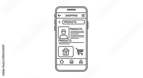 Mobile Phone UI Design for Online Shopping App - Products Page Wireframe