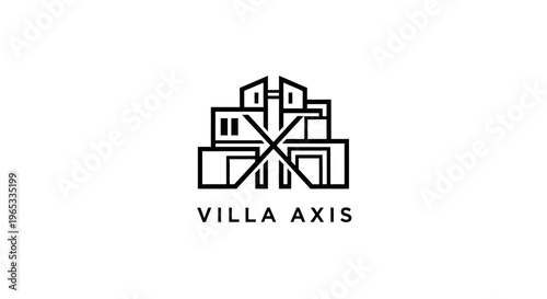 Modern Minimalist Architecture Logo: Villa Axis Abstract Building Design