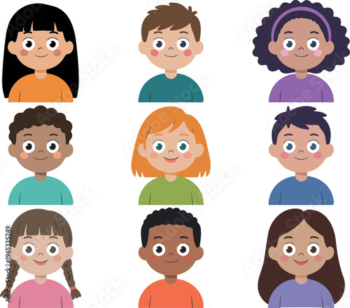 Cute baby boys and girls characters, happy smiling infants, playful newborn cartoon mascots, adorable toddler vector illustration set