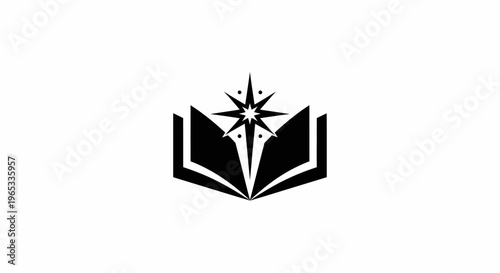 Open Book with Starburst Symbol - Knowledge, Wisdom, Discovery