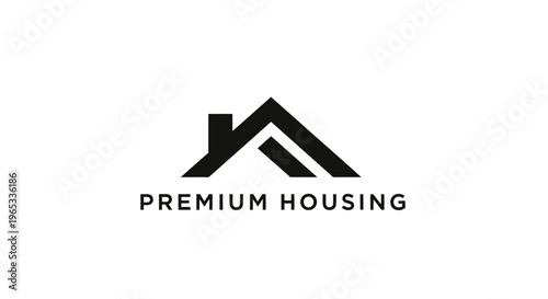 Premium Housing Logo: Modern House Roof Silhouette with Text