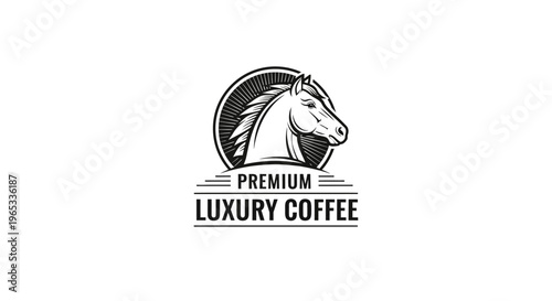 Premium Luxury Coffee Emblem with Horse Head Logo