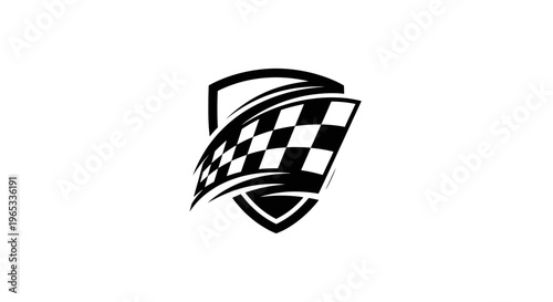 Racing Flag Shield Logo Emblem
