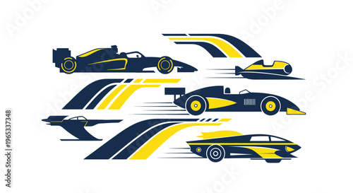 Speeding Race Cars, Futuristic Sports Vehicles, Motion Blur, Dynamic Design