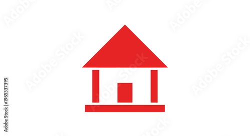 Red House Icon Symbol Simple Geometric Graphic Design