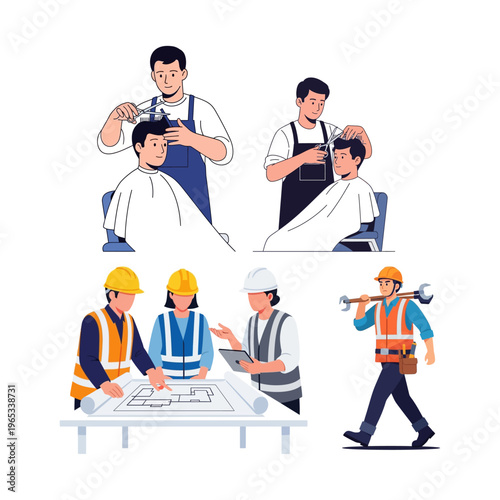 Essential Services and Skilled Trades A Collection of Professional Workforce Illustrations