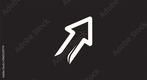 Stylized white arrow pointing upwards and to the right