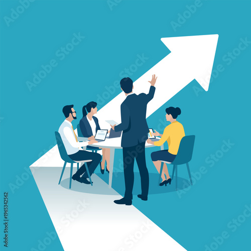 Profit. Growth. Male leader. Business vector illustration. 