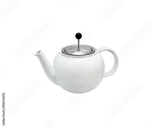 White Teapot isolated on white background.