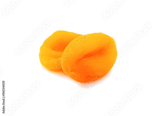 Dried apricot fruits isolated on white, Close-up.
