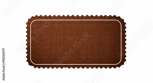 Textured brown label with scalloped edges on white background